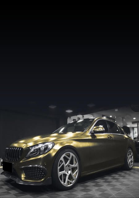black and gold car wrap